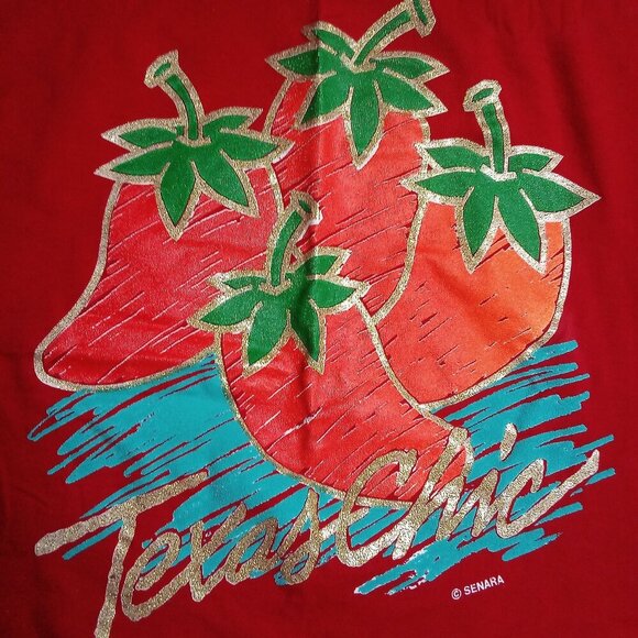 Vintage 90s Texas Chic Chili Peppers T-Shirt - Picture 1 of 5